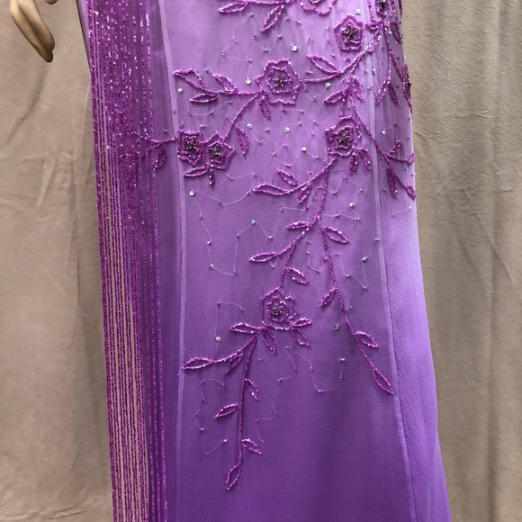 Vintage Lavender Ombre Elegant Beaded Gown - Picture 4 of 8